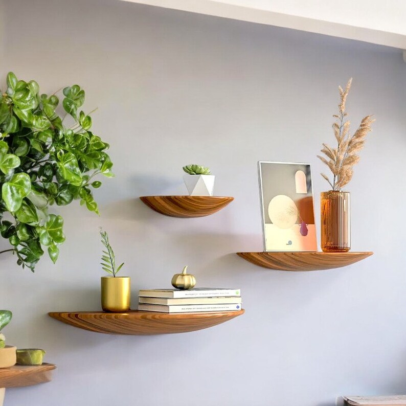 Floating Shelf Wall Mounted Walnut Hanging Floating Shelves Wooden ...