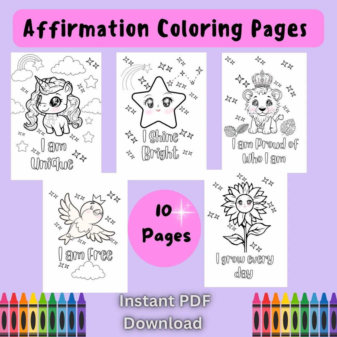 Affirmation Coloring Pages - 10 Adorable Designs for Boosting Self ...