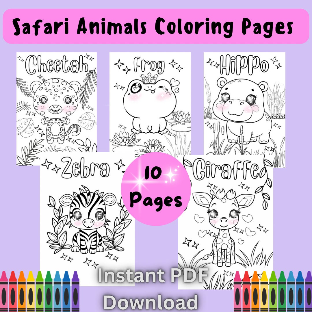 Cute Safari Animals Coloring Pages - 10 Adorable Designs for Classroom ...
