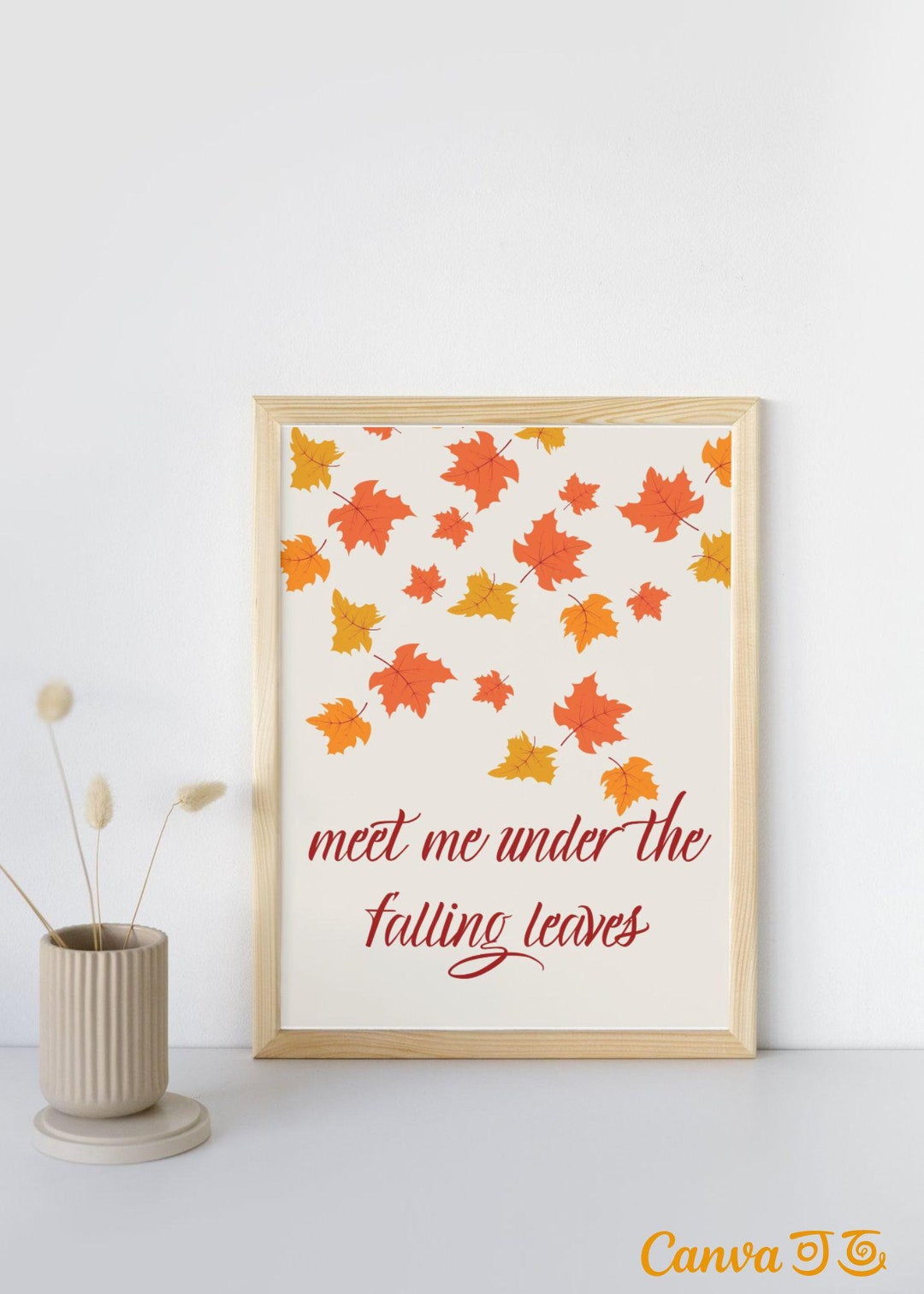 Meet Me Under the Falling Leaves Autumn Digital Wall Art,