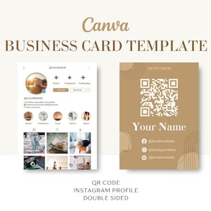 Visitenkarte Vorlage | Instagram Visitenkarte | Canva Kartenvorlage | Kleine Visitenkarte | QR-Code Visitenkarte | Doppelseitige Karte