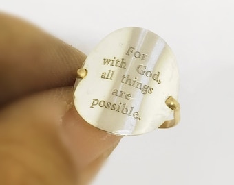 For With God All Things Are Possible -  Scripture Engraved Ring in Sterling and 14k Gold Filled