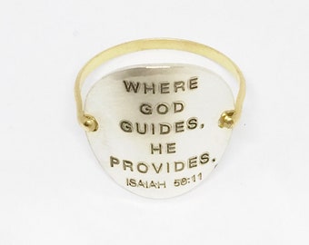 Book of Isaiah Quote - Scripture Engraved Ring in Sterling and 14k Gold Filled