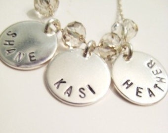 Crystal Names - Custom Stamped Little Silver Charms with Sparkle N Shine