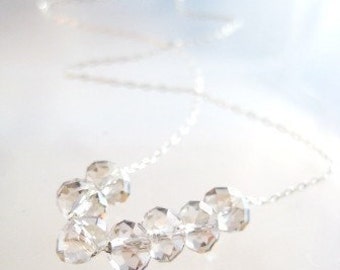 CARRIE B's Bitty Bling Necklace in Sterling with Silver Shade Crystal Rondelles