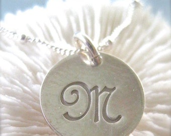 Script Initial Charm Necklace - "Initially Yours" Personalized Sterling Silver