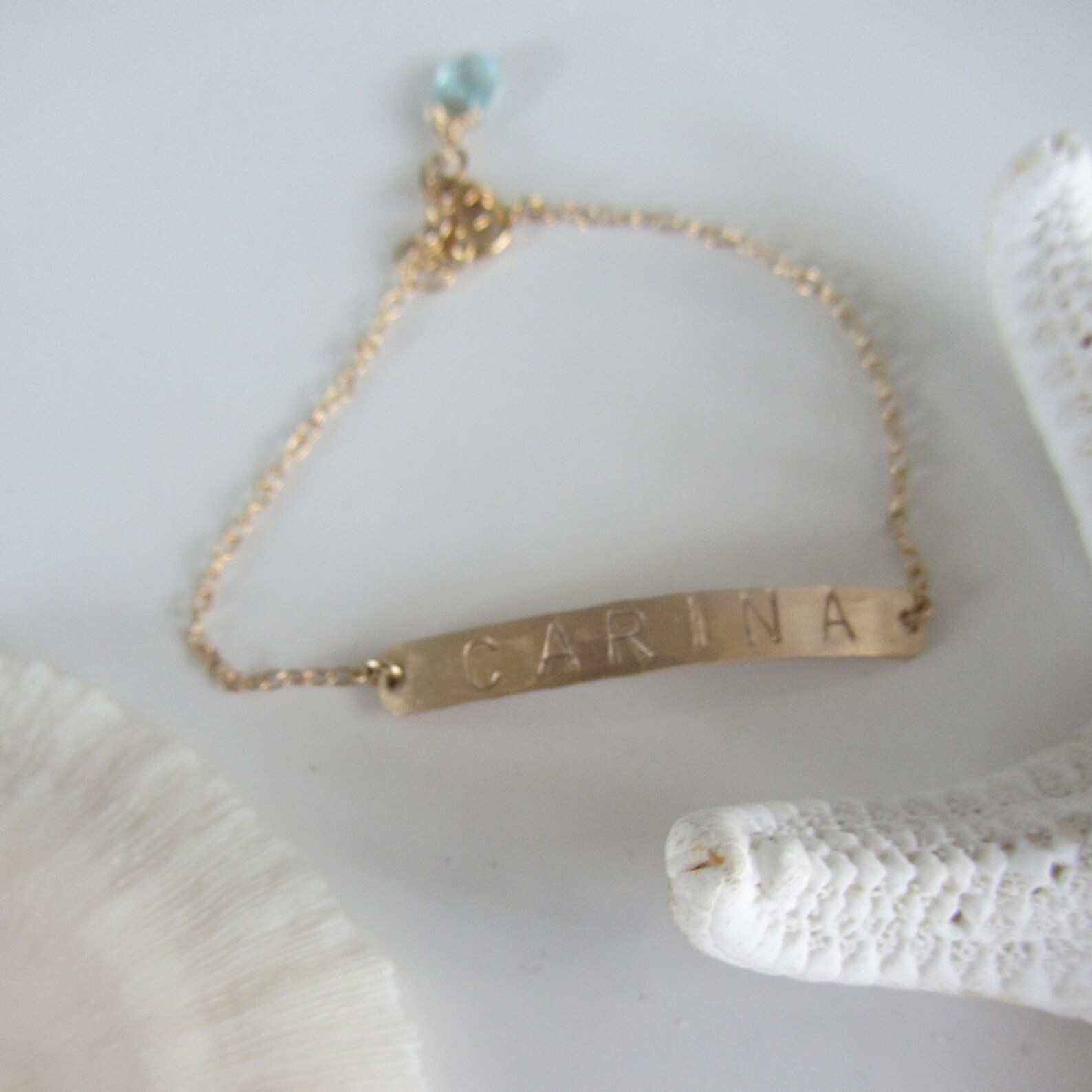 ID Bracelet in Gold Hand Stamped and Personalized With a Etsy