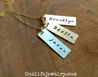 Family Tags Necklace in 14kGF, 14k Rose Gold Filled and Sterling Silver