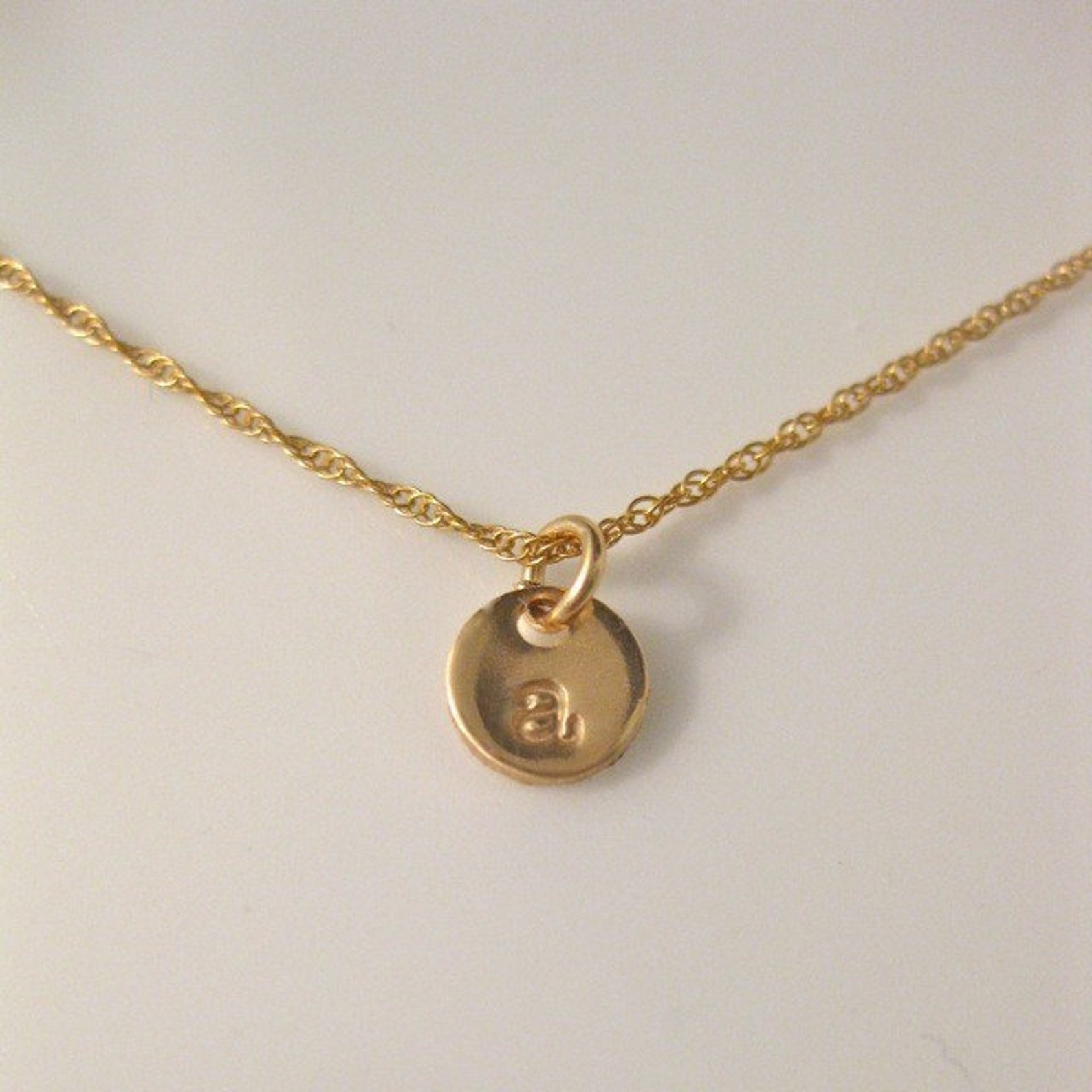 Tiny Gold Charm Necklace initial Droplet in Gold Etsy