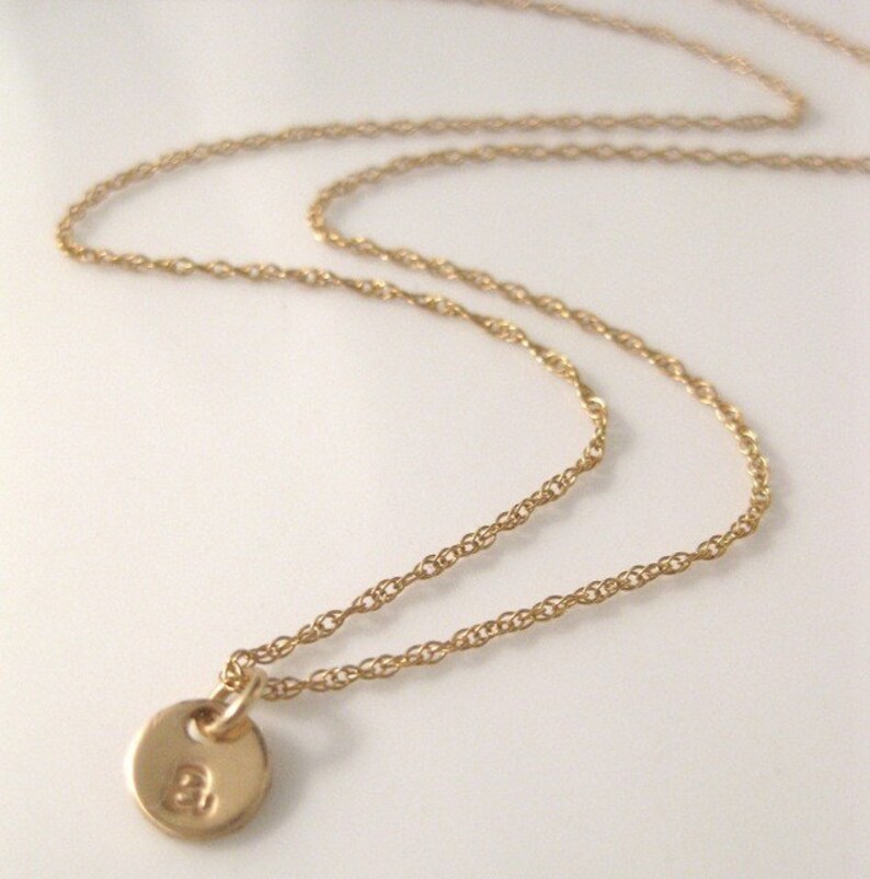 Tiny Gold Charm Necklace initial Droplet in Gold Etsy