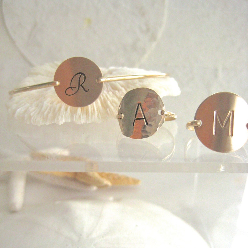 Gold Initial Ring Hand Stamped & Personalized also in Sterling Silver, Rose Gold image 4