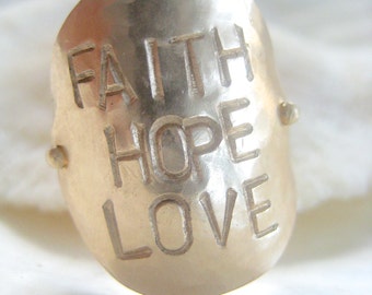 Faith Hope Love Ring - Stamped on Gold