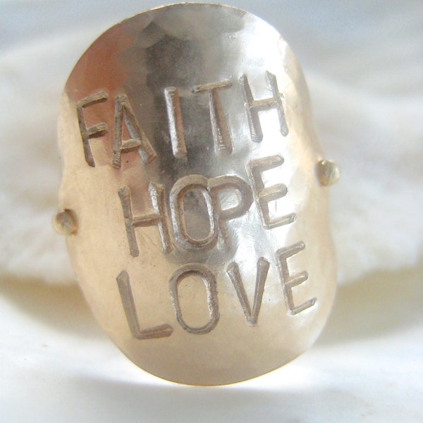 Bague d’amour Faith Hope - Estampillée sur de l’or