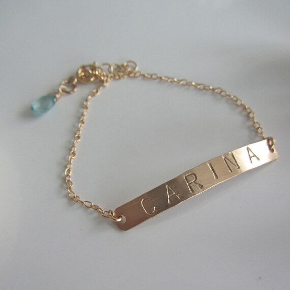 ID Bracelet in Gold Hand Stamped and Personalized With a Etsy