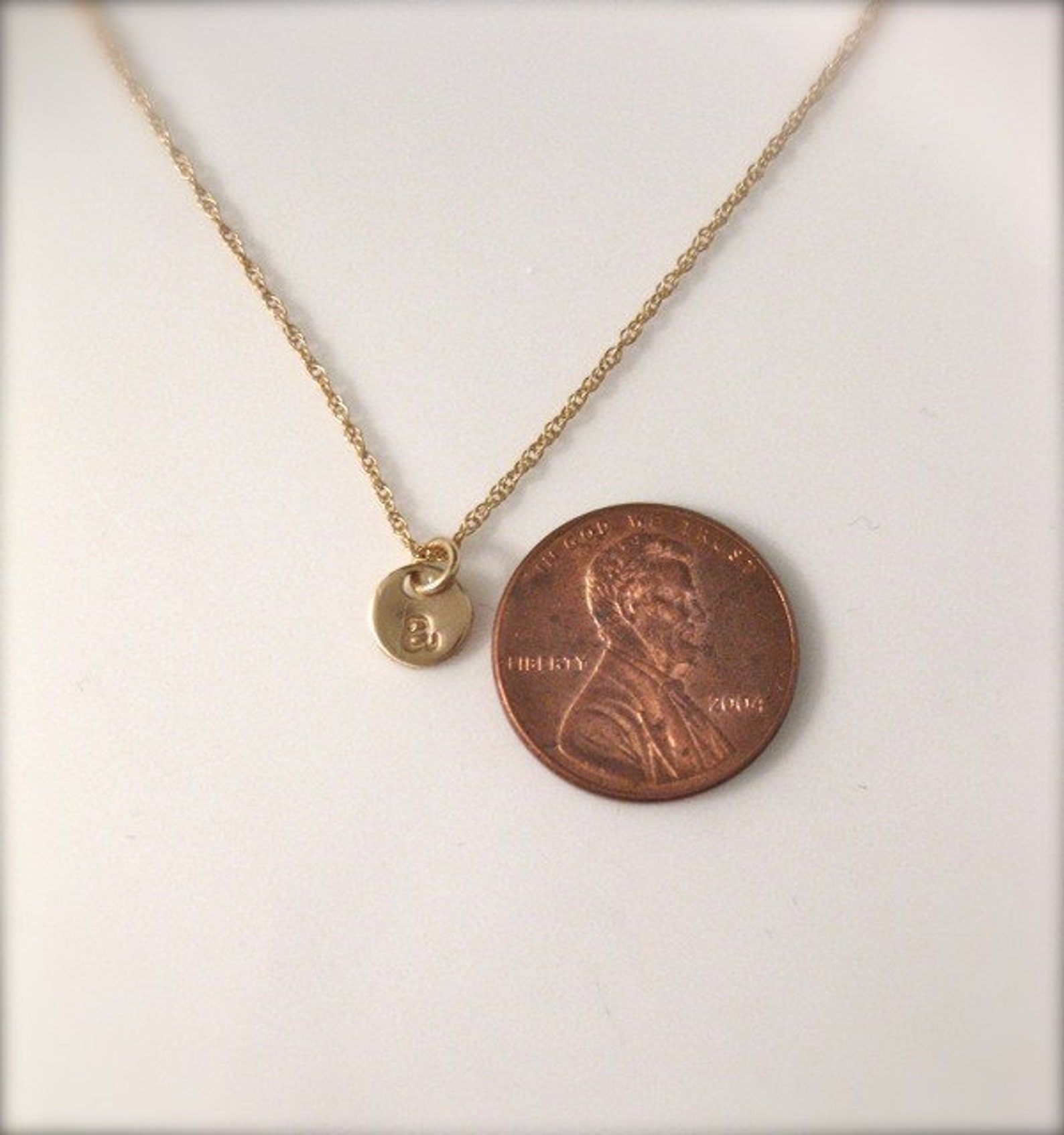 Tiny Gold Charm Necklace initial Droplet in Gold Etsy