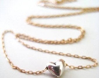 Tiny Silver Heart Necklace - "A Little Love"