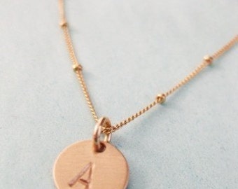 Gold Initial Charm Necklace / "Pretty Petite Initial in Gold"