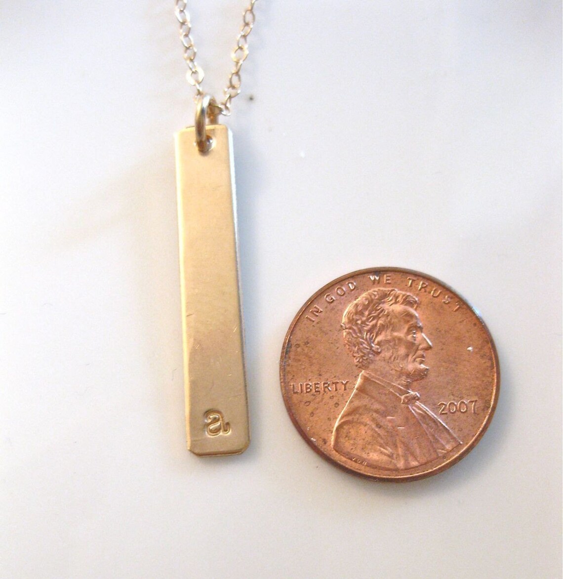 Gold Bar Charm Necklace the Long Bar Initial in Gold Etsy