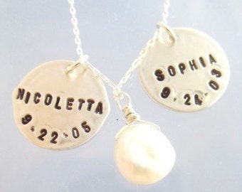 Sterling Silver Birthdates - Hand Stamped, Custom Personalized Mommy Necklace