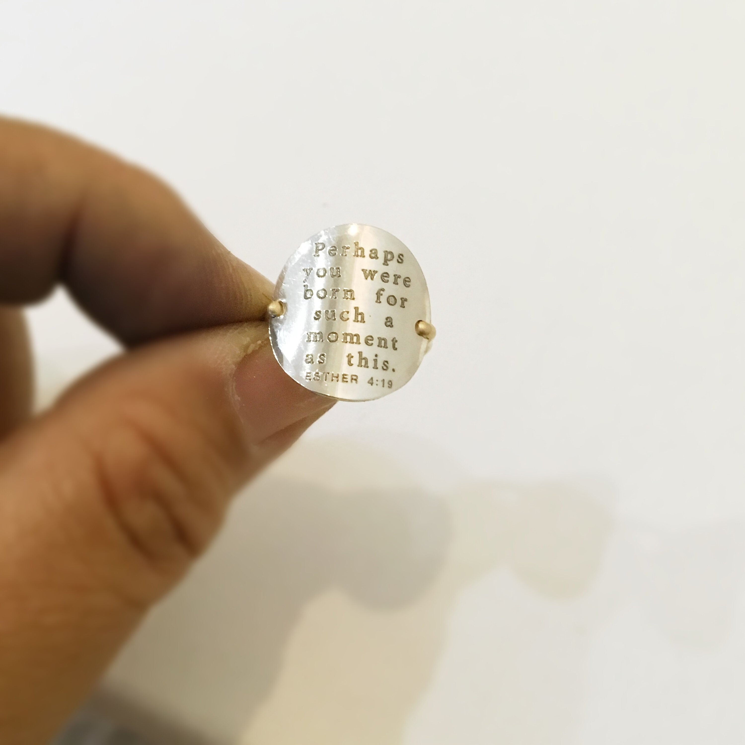 Esther Scripture Ring -  Custom Engraved Ring in Sterling and 14k Gol…