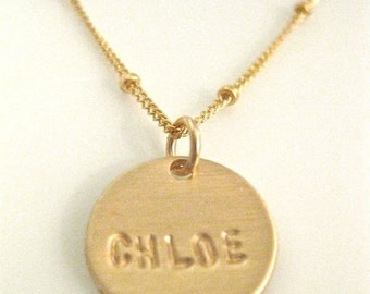 Delicate Charm Necklace-"Pretty Little Name in GOLD" - with 1 disc