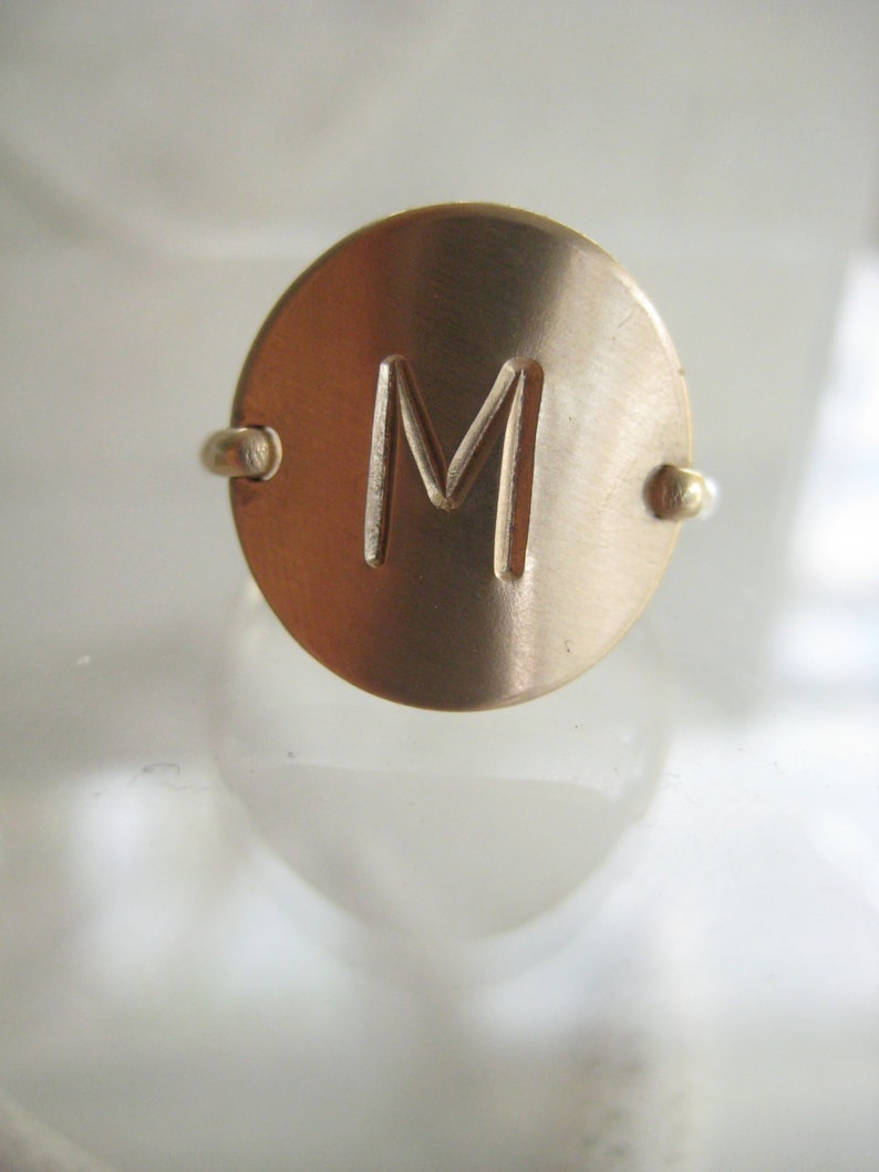 Gold Initial Ring Hand Stamped & Personalized also in Sterling Silver, Rose Gold image 3