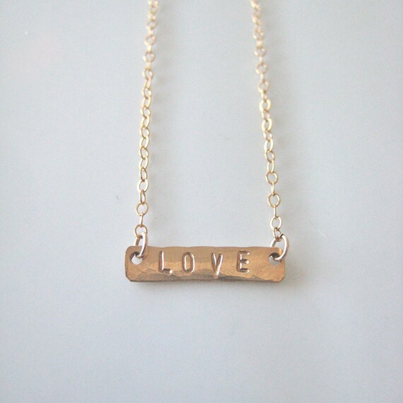 Hand stamped bar necklace deals