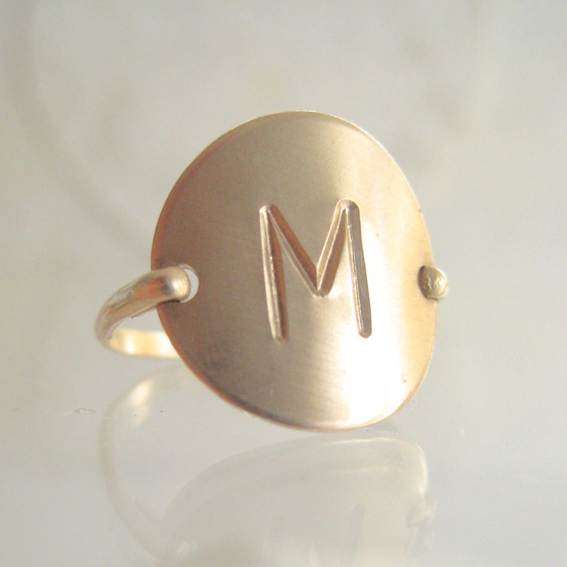 Gold Initial Ring Hand Stamped & Personalized also in Sterling Silver, Rose Gold image 5
