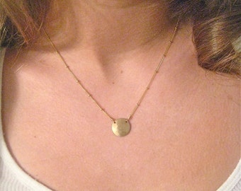 Gold Disc Necklace - "Powerful Beyond Measure"