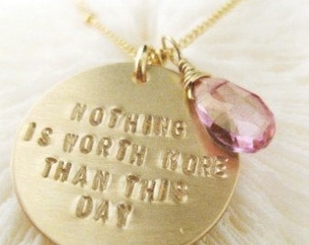 Inspirational Jewelry - "THIS DAY" Gold Necklace for Breast Cancer Awareness