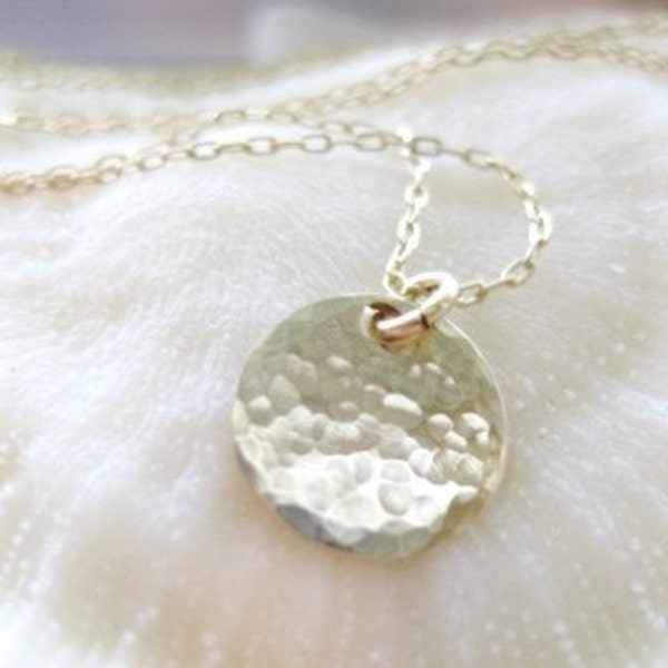 Gold or Silver Hammered Disc Necklace -"Your Irreplaceable Spark" - Handmade Minimalist Jewelry and Customizable