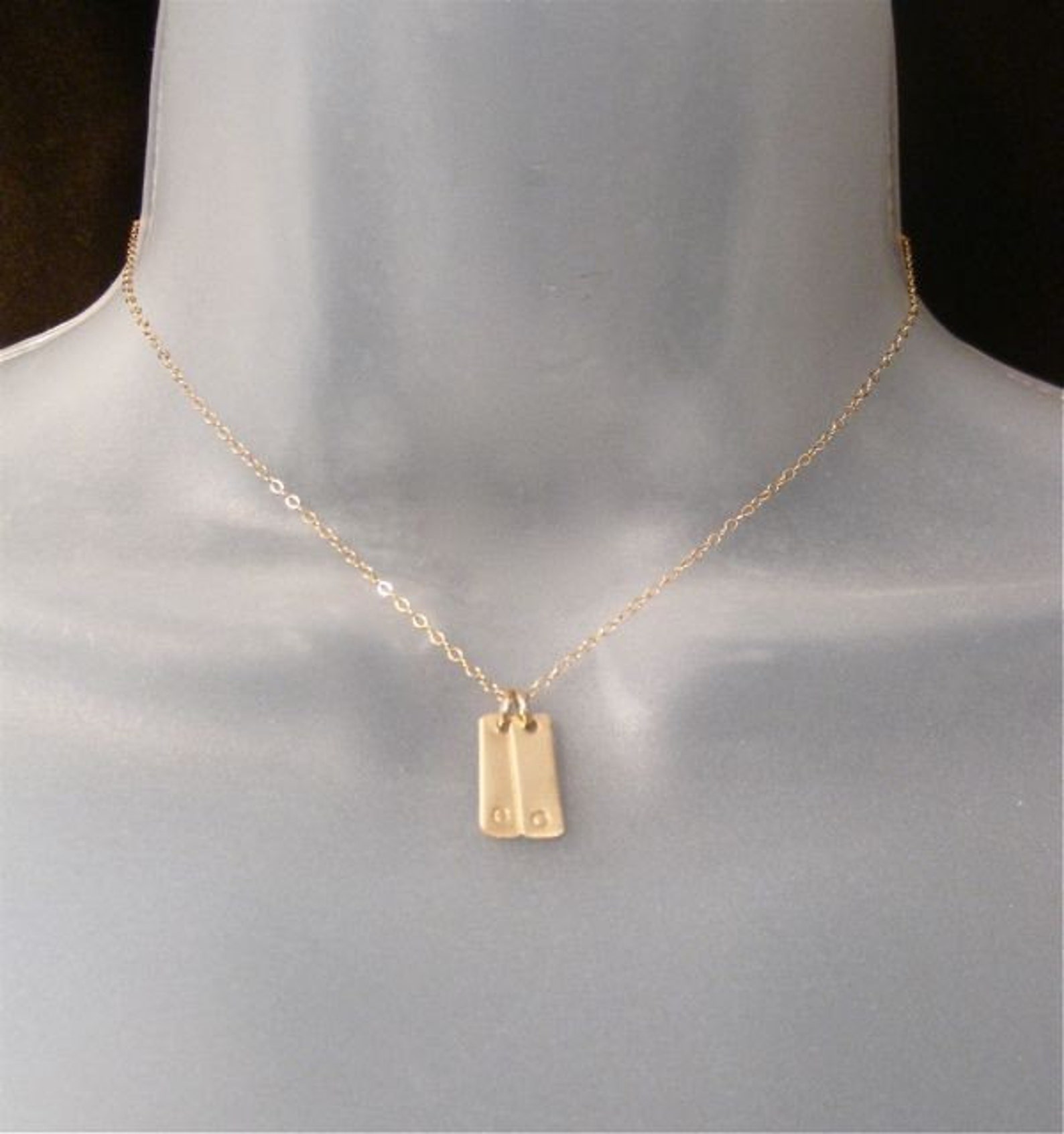 Tiny Gold Charm Necklace Personalized and Hand Stamped Etsy