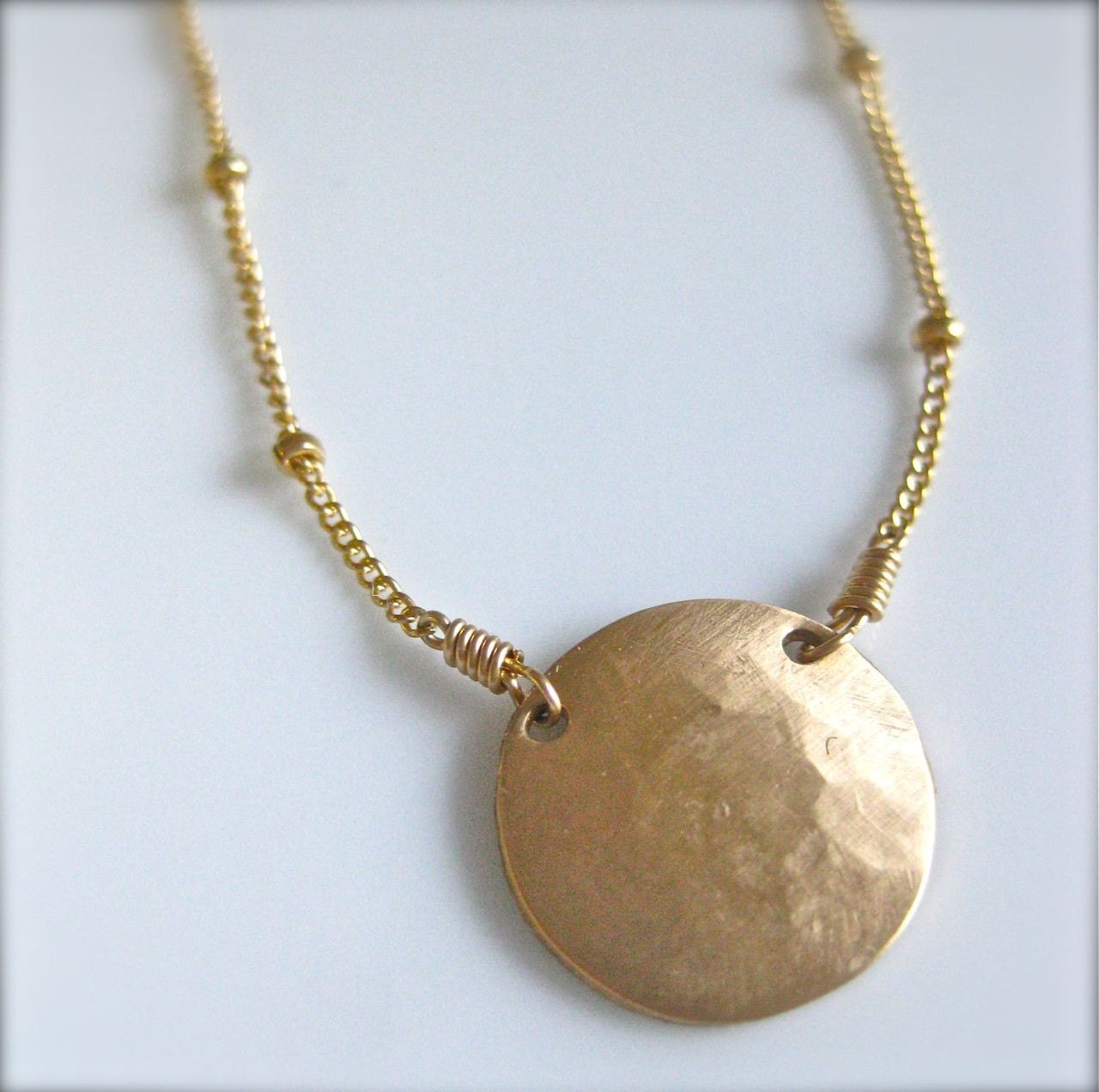Gold Disc Necklace Powerful Beyond Measure Etsy