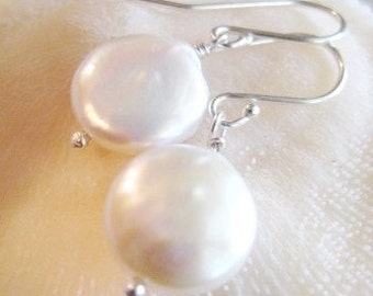 Freshwater Coin Pearl Earrings - "A Simple Glow" - Simple and Delicate, Minimalist Jewelry for Her