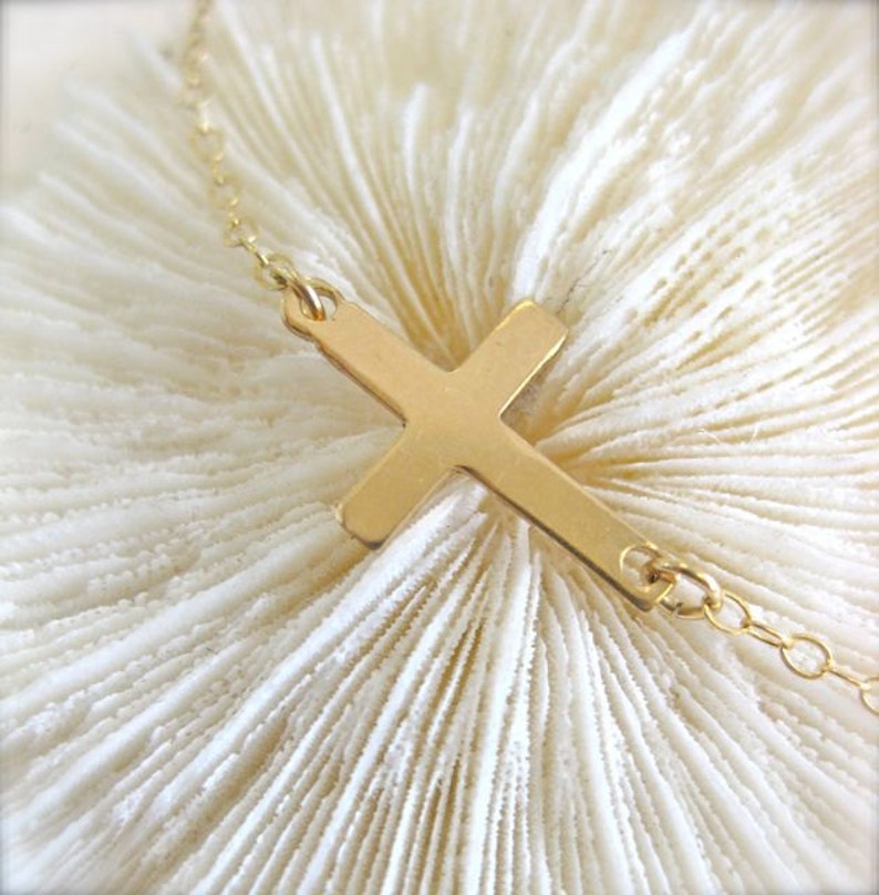 Sideways cross necklace etsy Clearance