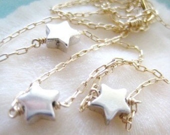 2-Tone Gold and Silver Mamma Mia Star Necklace