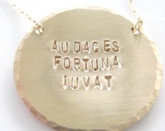 Inspiring Jewelry - Virgil Hand Stamped Poetry Quote Necklace "Life Without Limits" in Gold