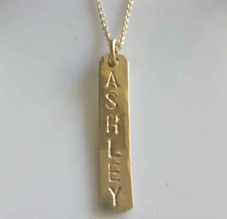 Personalized Gold Bar One Bar Necklace image 1