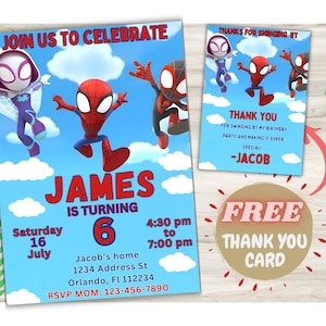 Spidey And His Amazing Friends Birthday Invitation Spidey Birthday Invitation Spidey Theme Party Invite EDITABLE Template Instant Digital