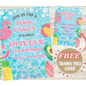 Editable Girls Pool Party Birthday Invitation Template Pool Party Birthday Party Invite Girls Teenage Birthday Invite Digital Download