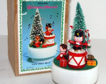 Jouet ancien TV boîte à musique Noël Jingle Bells X-MAS boît