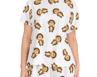 Cheeky Monkey Pajama Set: Women's Lounge Sleepwear