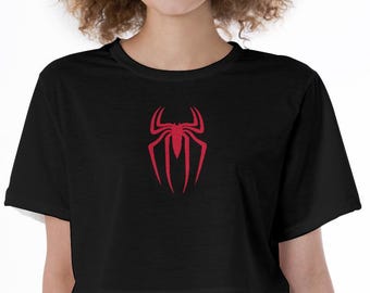 Top corto de araña negra: camiseta gótica de manga corta Y2K