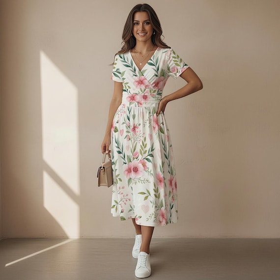 sachin and babi light blue dress SHEIN Lady Plus Size Elegant Floral Print Dress, Summer Garden Party Dress  Summer Elegant Dress Garden Wedding Guest Dress Tea Party Dress Women's Floral  Dress Floral Midi Dress Garden Party Dress Plus main image 1