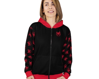 Gothic hoodie met rode spin - Halloween-horror-sweater