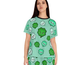 Pigiama Kawaii Shamrock: pigiama da donna per il giorno di San Patrizio