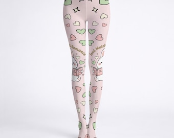 Pastel Bunny Heart Tights – Kawaii Leggings, Girly Stockings