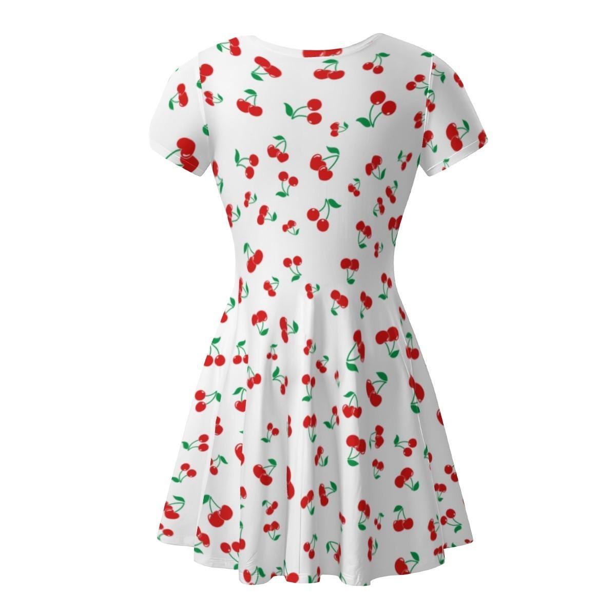 Cherry Print A-line Dress – Short Sleeve Summer Mini Dress - Etsy