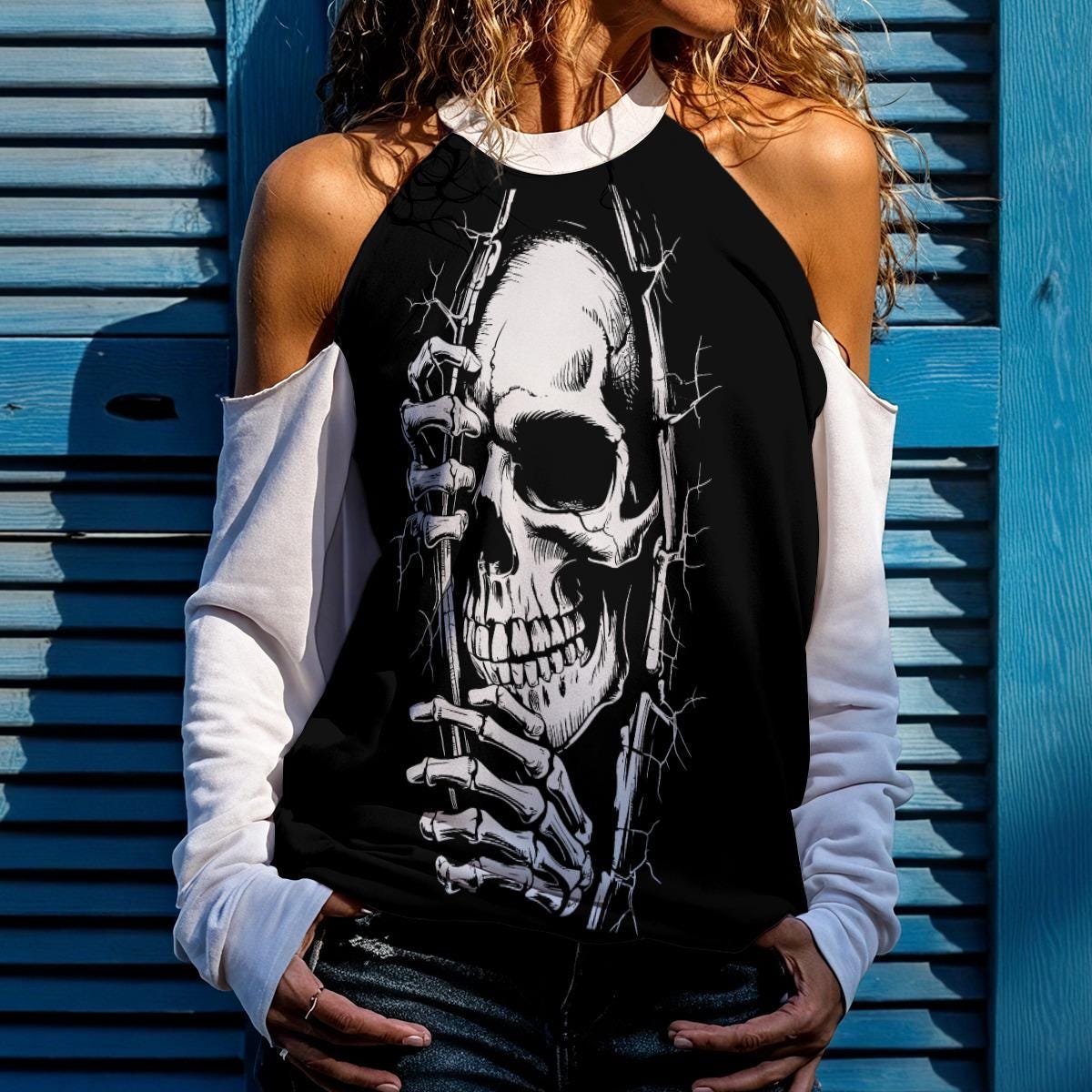 Skull Cut Out Shirt - Etsy