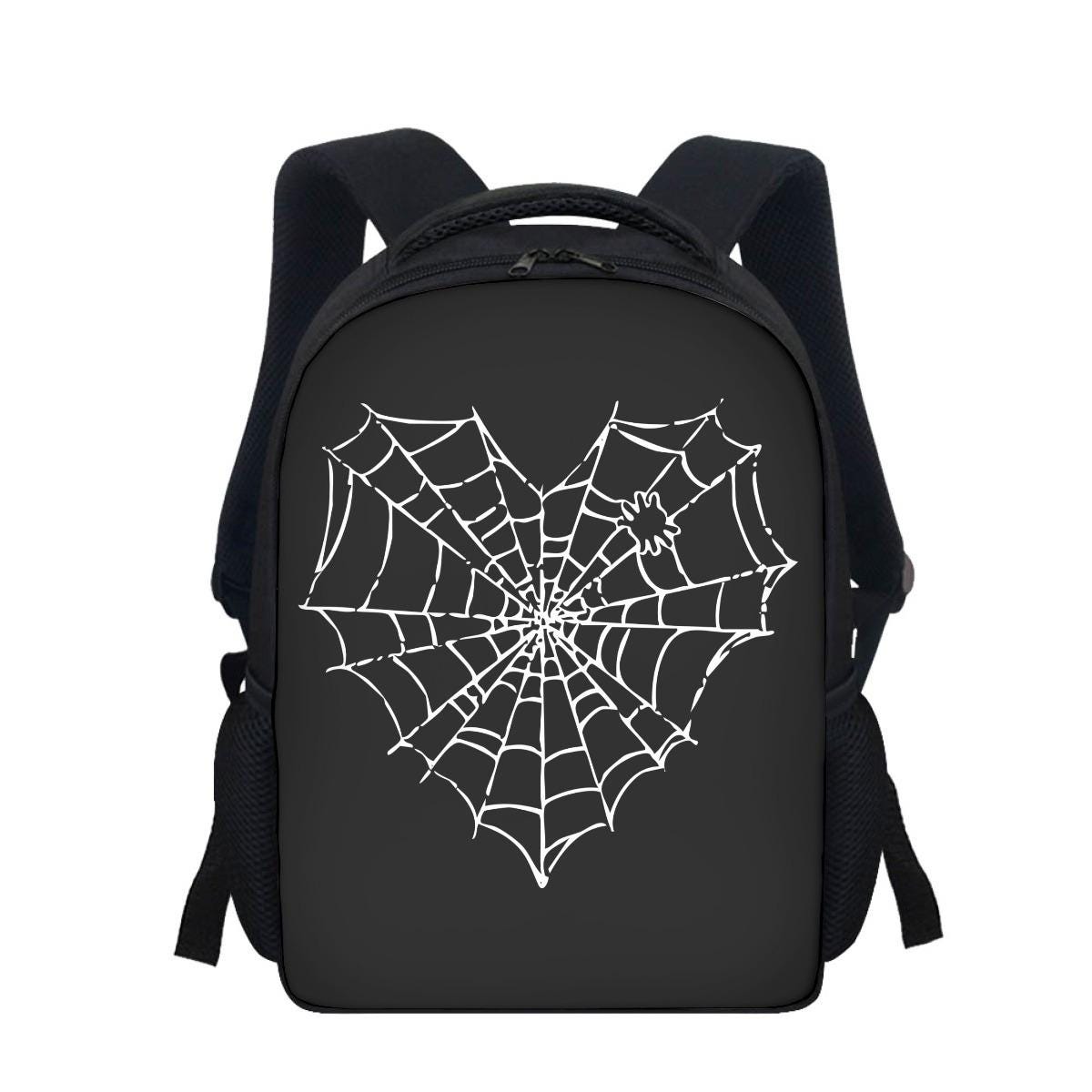 Kawaii Heaven Heart-shaped Spider Web Print Student Backpack 